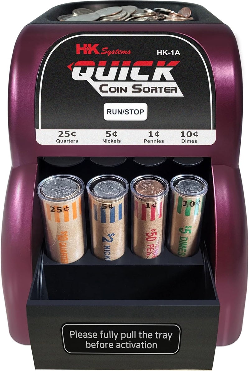 HK SYSTEMS HK-1A, USD Coin Sorter, Sorts 260 Coins Per Minute into Coin Wrappers, 1 Row Coin Wrapper Tubes Included - Image 2
